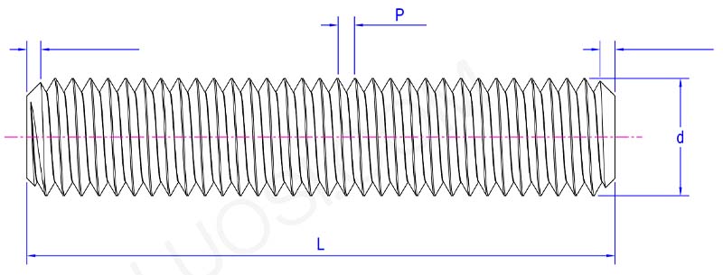Continuous thread studs coarse teeth parameter