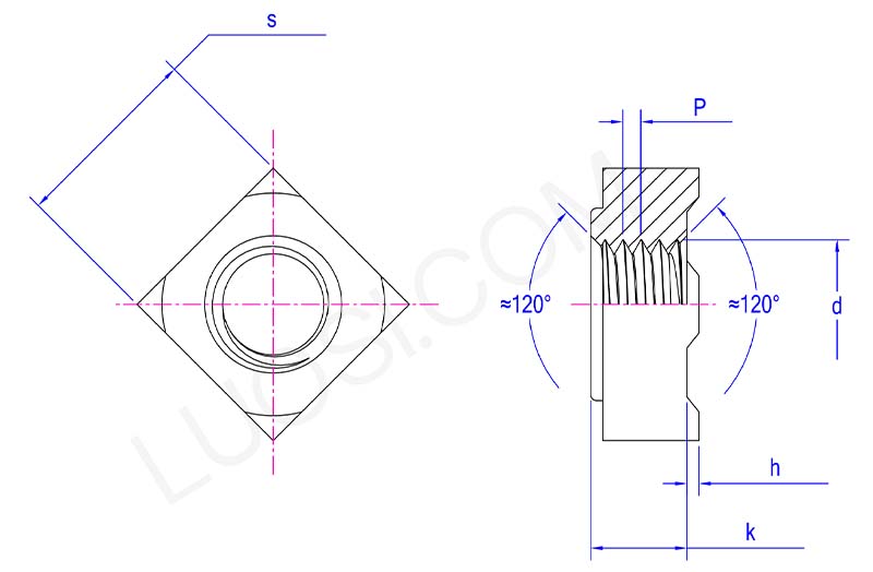 parameter of Class 5 weld square nuts with type 1C parameter of Class 5 weld square nuts with type 1C